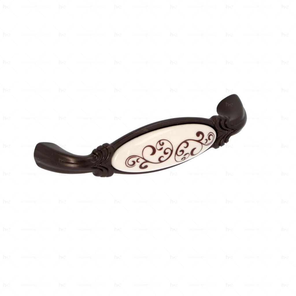 Poignée pour meubles en zamac et Porcelaine Entraxe 96mm Brun alu - Marron, Zamak