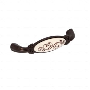 Poignée pour meubles en zamac et Porcelaine Entraxe 96mm Brun alu – Marron, Zamak