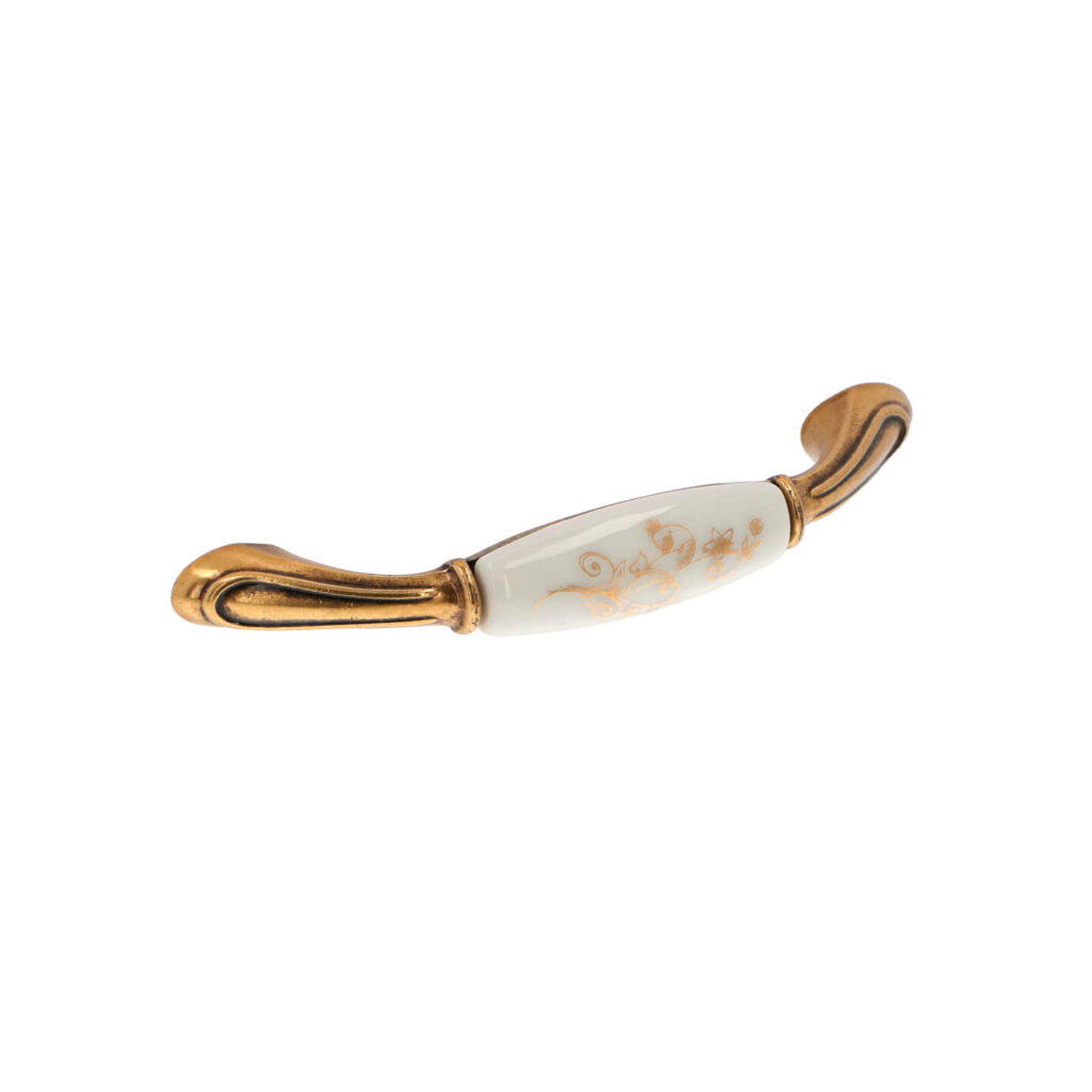 Poignée pour meubles en zamac et Porcelaine Entraxe 96mm orvale Lot de 25 - Marron, Zamak