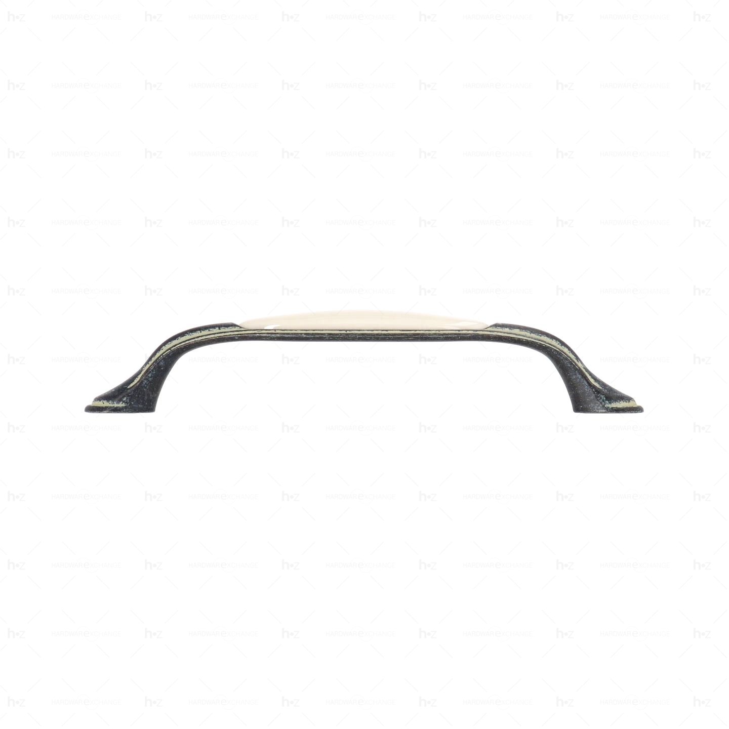 Poignée pour meubles en zamac et Porcelaine Entraxe 160mm Ivoire rustique - Anthracite, Zamak - imagine 2