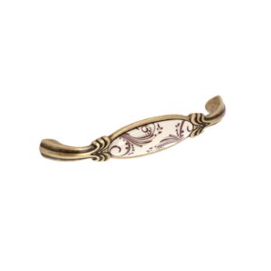 Poignée pour meubles en zamac et Porcelaine Entraxe 128mm Florence antique Lot de 25 – Marron, Zamak