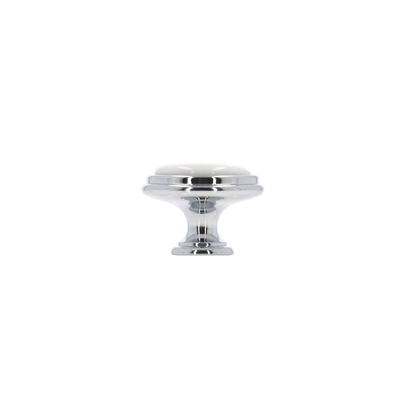 Bouton pour meubles en zamac et Porcelaine Diamètre 35mm chrome poli - Gris / argent, Zamak - imagine 2
