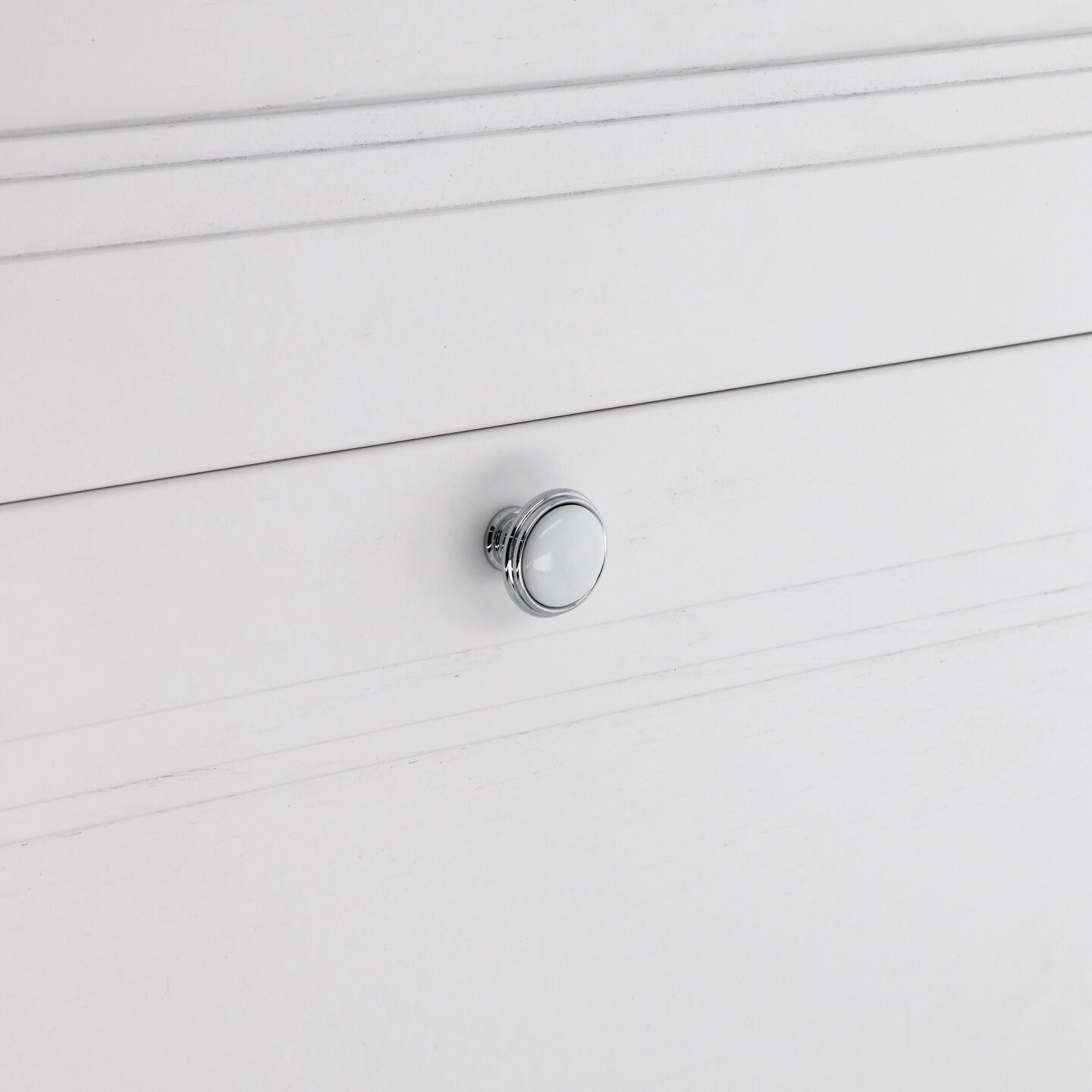 Bouton pour meubles en zamac et Porcelaine Diamètre 35mm chrome poli - Gris / argent, Zamak - imagine 5