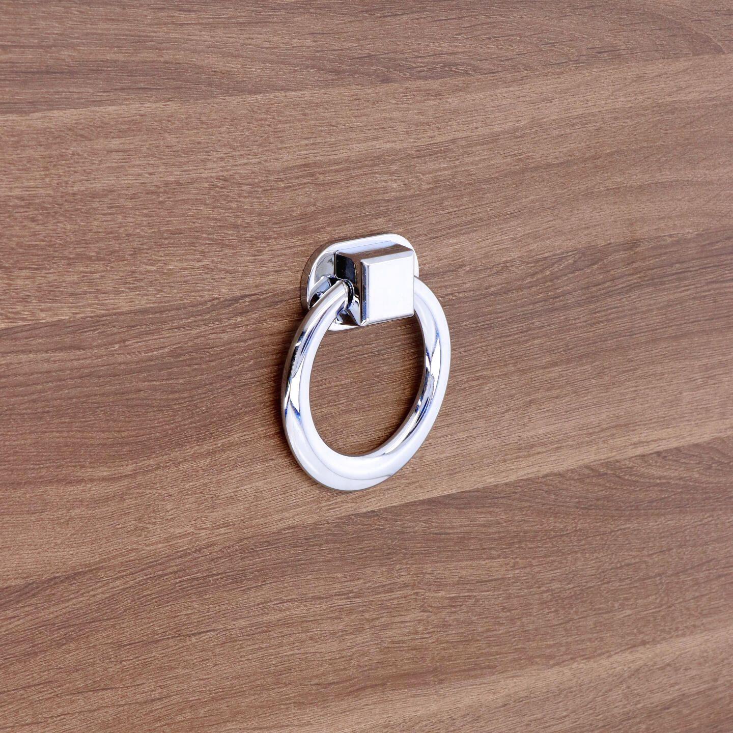 Poignée en zamac finition chrome poli. Ø90x20 mm. Élégante robuste et idéale pour chaises ou mobilier design. - Gris / argent, Zamak - Afbeelding 5