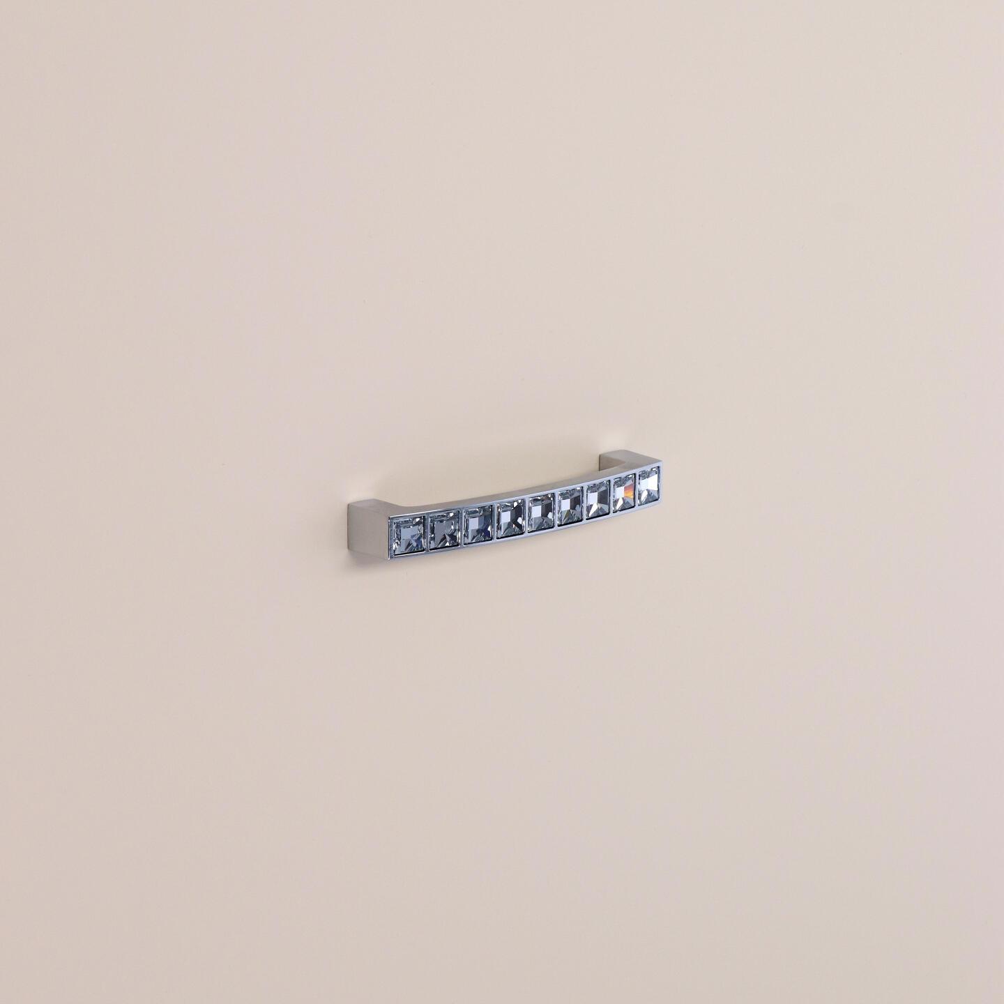 Poignée pour meubles en zamac et cristal Entraxe 96mm chrome poli - Gris / argent, Zamak - imagine 5