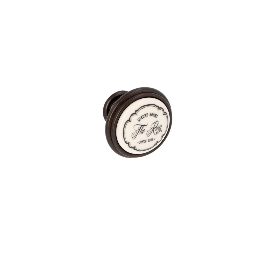 Bouton pour meubles en zamac et Porcelaine Diamètre 35mm Brun alu Lot de 6 - Marron, Zamak