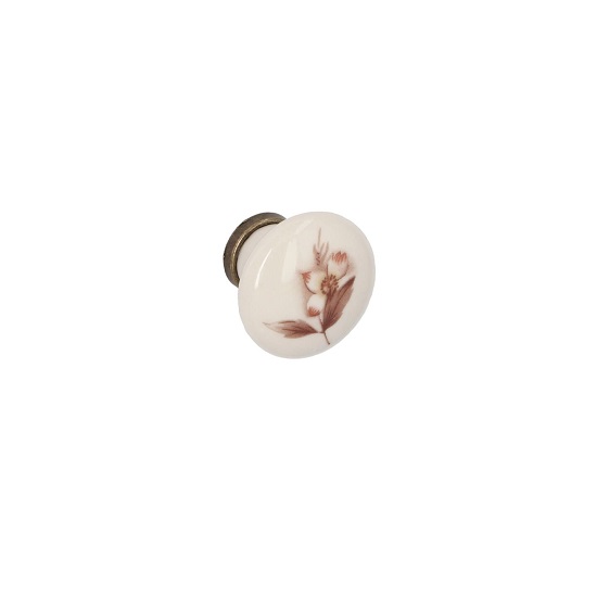 Bouton pour meubles en zamac et Porcelaine Diamètre 31mm Florence antique - Marron, Zamak