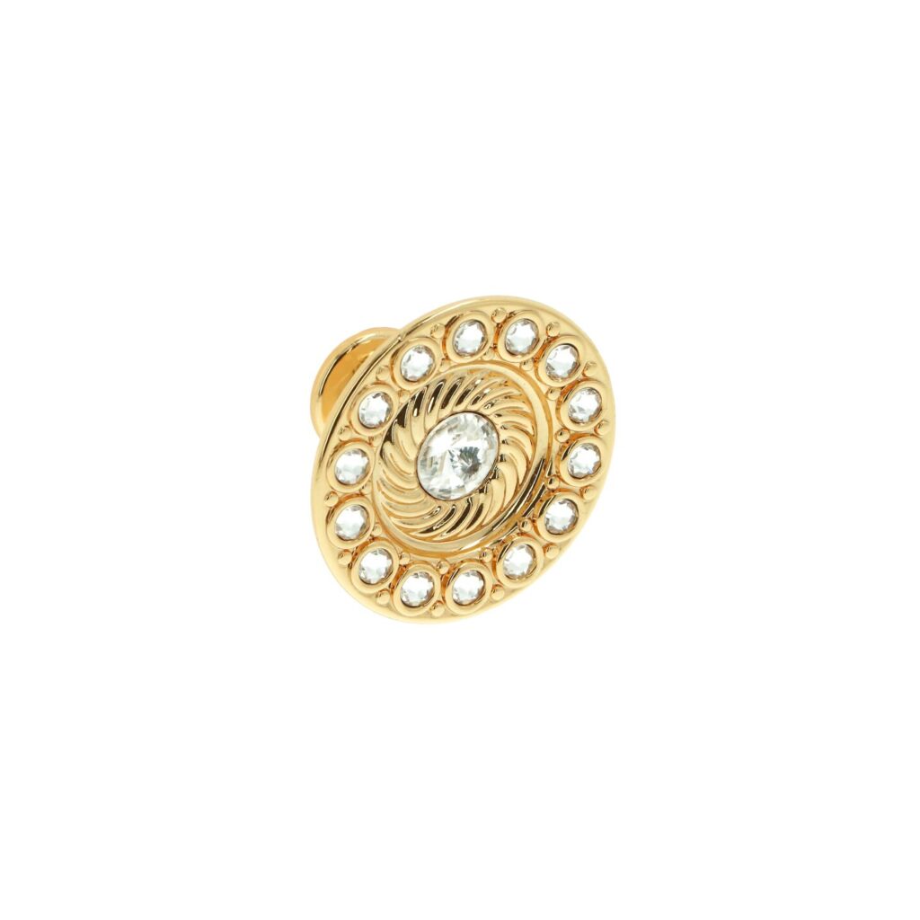 Bouton pour meubles en zamac et cristal Entraxe 45mm plaqué or Lot de 25 - Jaune / doré, Zamak