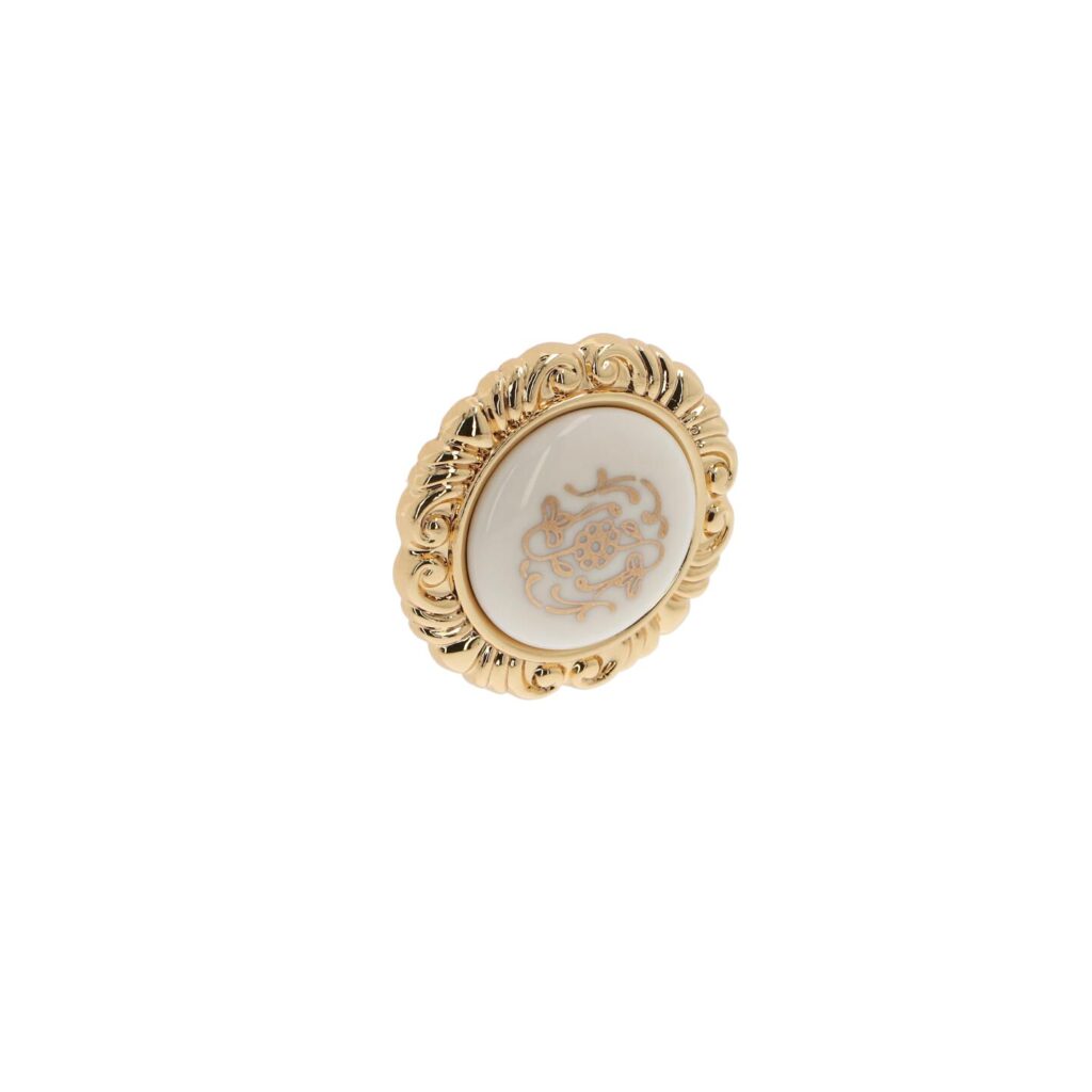 Bouton pour meubles en zamac et Porcelaine Diamètre 41mm plaqué or - Jaune / doré, Zamak