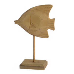 Poisson décoratif en bois, 16 x 7 x h 26 cm - Marron