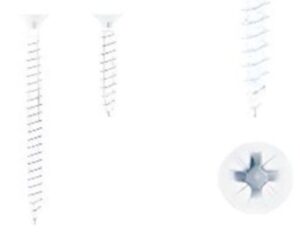 1 kit composés de 2 vis 4x25 mm + 2 vis 4x50 mm Vernis blanc mat Lot de 25 - Zinc