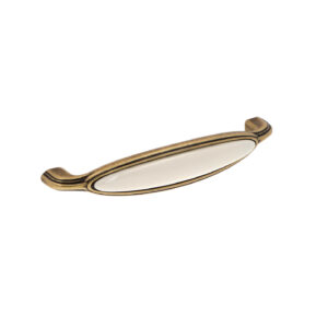 Poignée pour meubles en zamac et porcelaine Entraxe 128mm Florence antique - Marron, Zamak