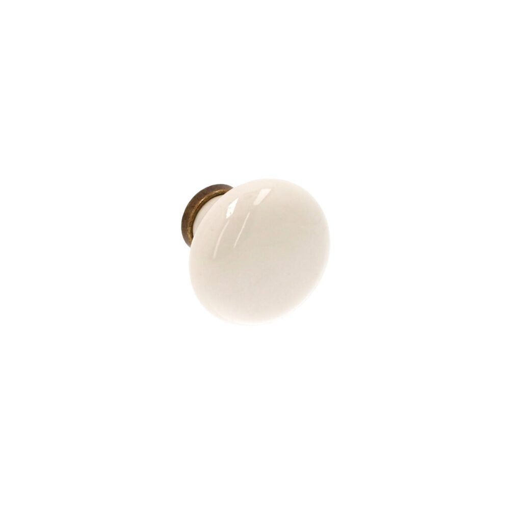 Bouton pour meubles en zamac et Porcelaine Diamètre 35mm Florence antique - Marron, Zamak