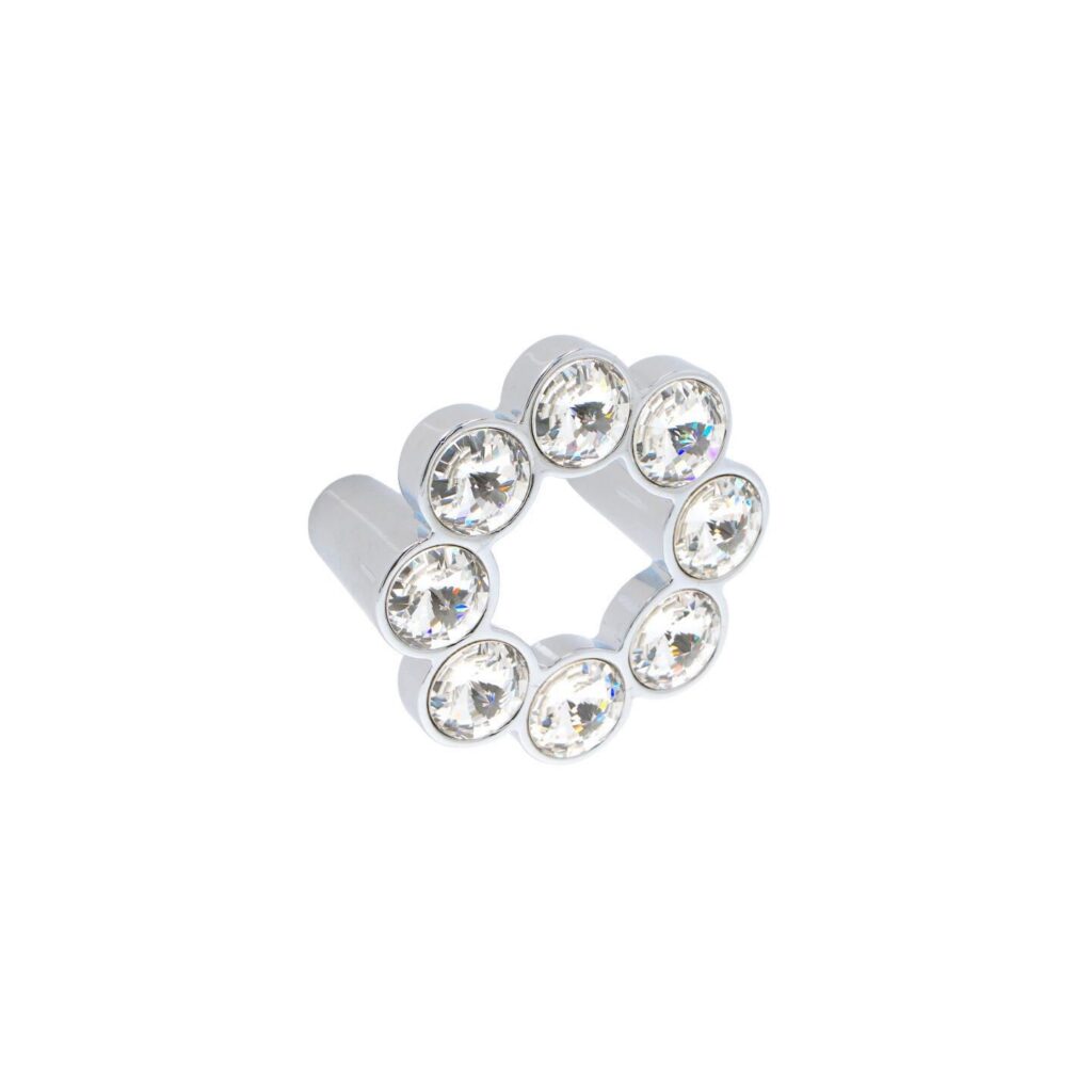 Bouton pour meubles en zamac et cristal Entraxe 32mm chrome poli - Gris / argent, Zamak