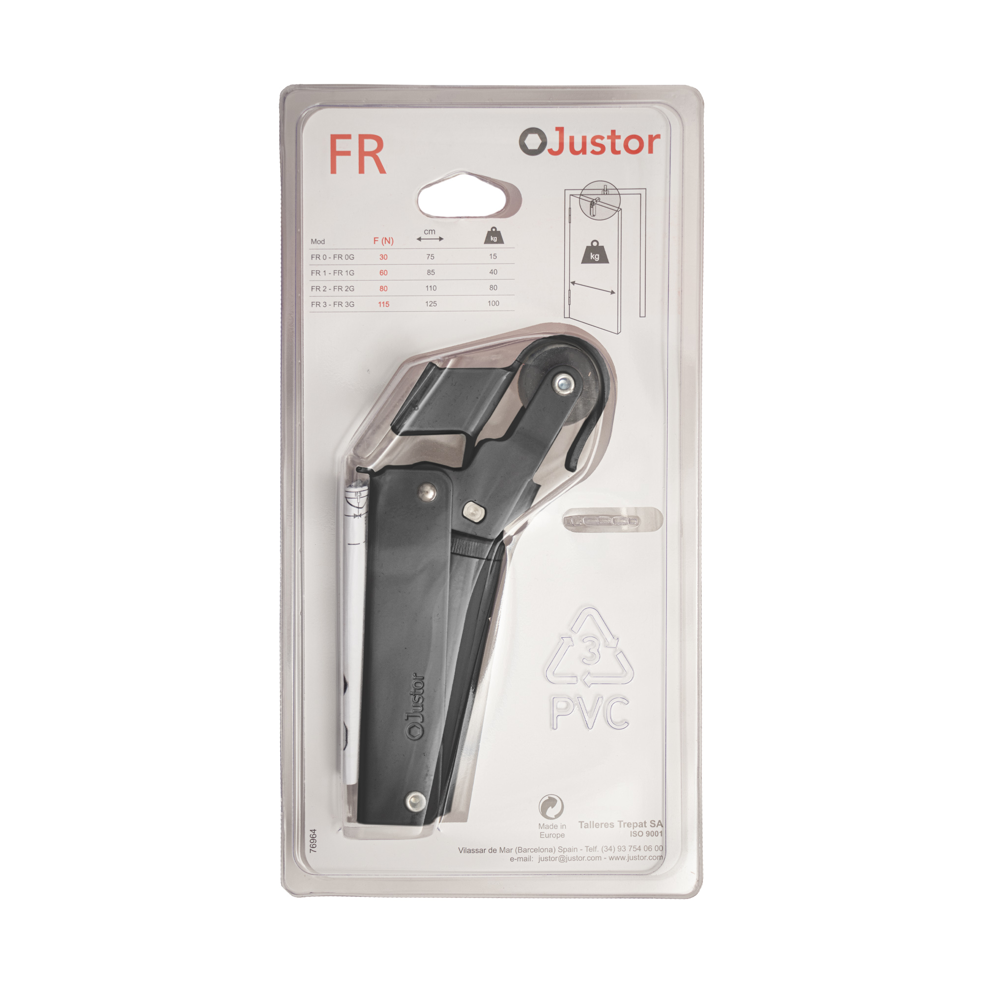 Frein de rétention Réglable force 60 a 80 N aluminium anodisé noir, pour porte jusqu’à 80 KG. - imagine 5