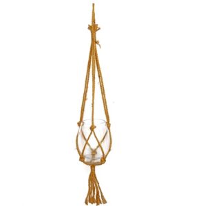 Pendent corde L 100 cm, coupe en verre  – Marron