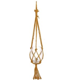 Pendent corde L 100 cm, coupe en verre  - Marron