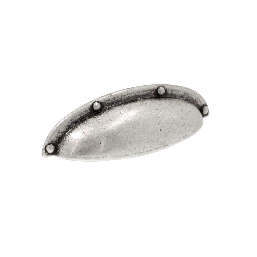 Poignée pour meubles en zamac Entraxe 64mm Vieil argent brillant Lot de 6 - Gris / argent, Zamak