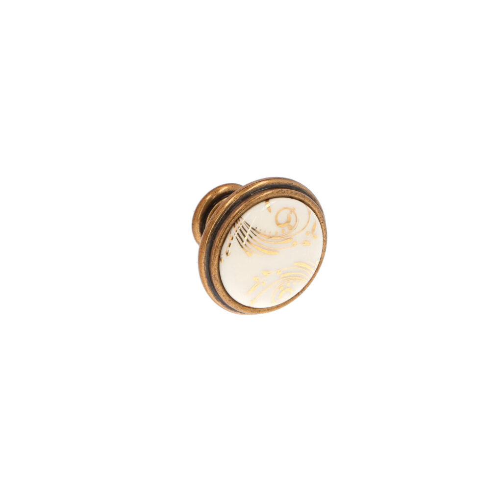 Bouton pour meubles en zamac et Porcelaine Diamètre 35mm orvale Lot de 25 - Orange / cuivré, Zamak
