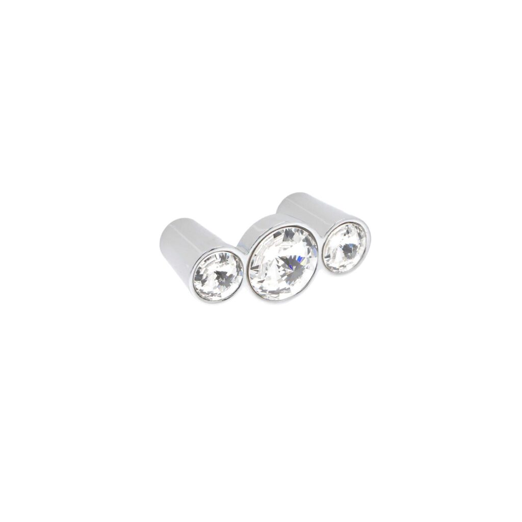 Bouton pour meubles en zamac et cristal Entraxe 32mm chrome poli - Gris / argent, Zamak