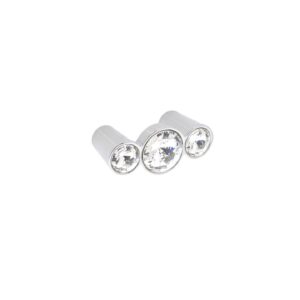 Bouton pour meubles en zamac et cristal Entraxe 32mm chrome poli – Gris / argent, Zamak