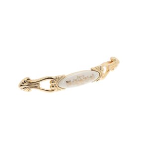 Poignée pour meubles en zamac et Porcelaine Entraxe 128mm plaqué or - Jaune / doré, Zamak
