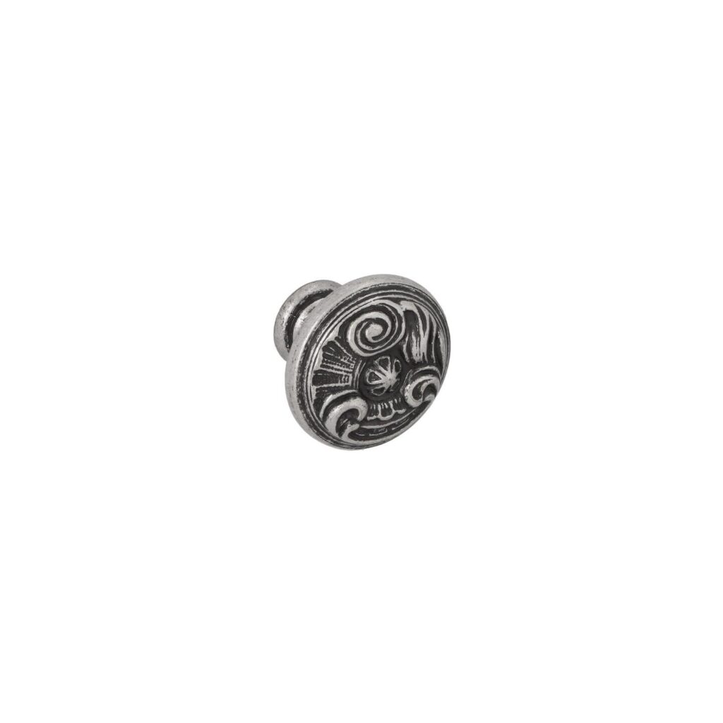 Bouton pour meubles en zamac Diamètre 30mm Vieil argent brillant Lot de 25 - Gris / argent, Zamak