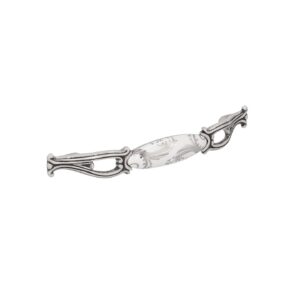 Poignée pour meubles en zamac et Porcelaine Entraxe 128mm Vieil argent brillant – Gris / argent, Zamak