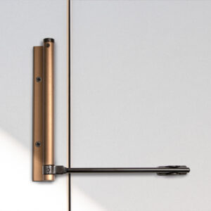 Bras à ressort ferme porte, a corps très fin en Aluminium anodisé bronze - Orange / cuivré