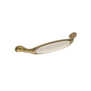 Poignée pour meubles en zamac et Porcelaine Entraxe 128mm Florence antique Lot de 25 – Marron, Zamak