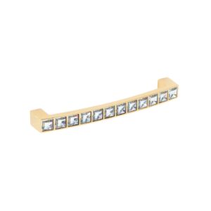 Poignée pour meubles en zamac et cristal Entraxe 128mm plaqué or - Jaune / doré, Zamak