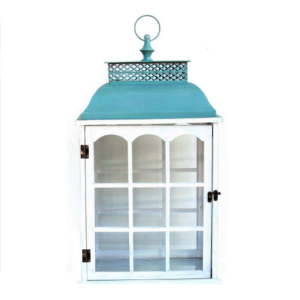 Grande lanterne blanche vitrée 37x26,5 x h67,5cm Intérieur 32x22xh40cm - Bois