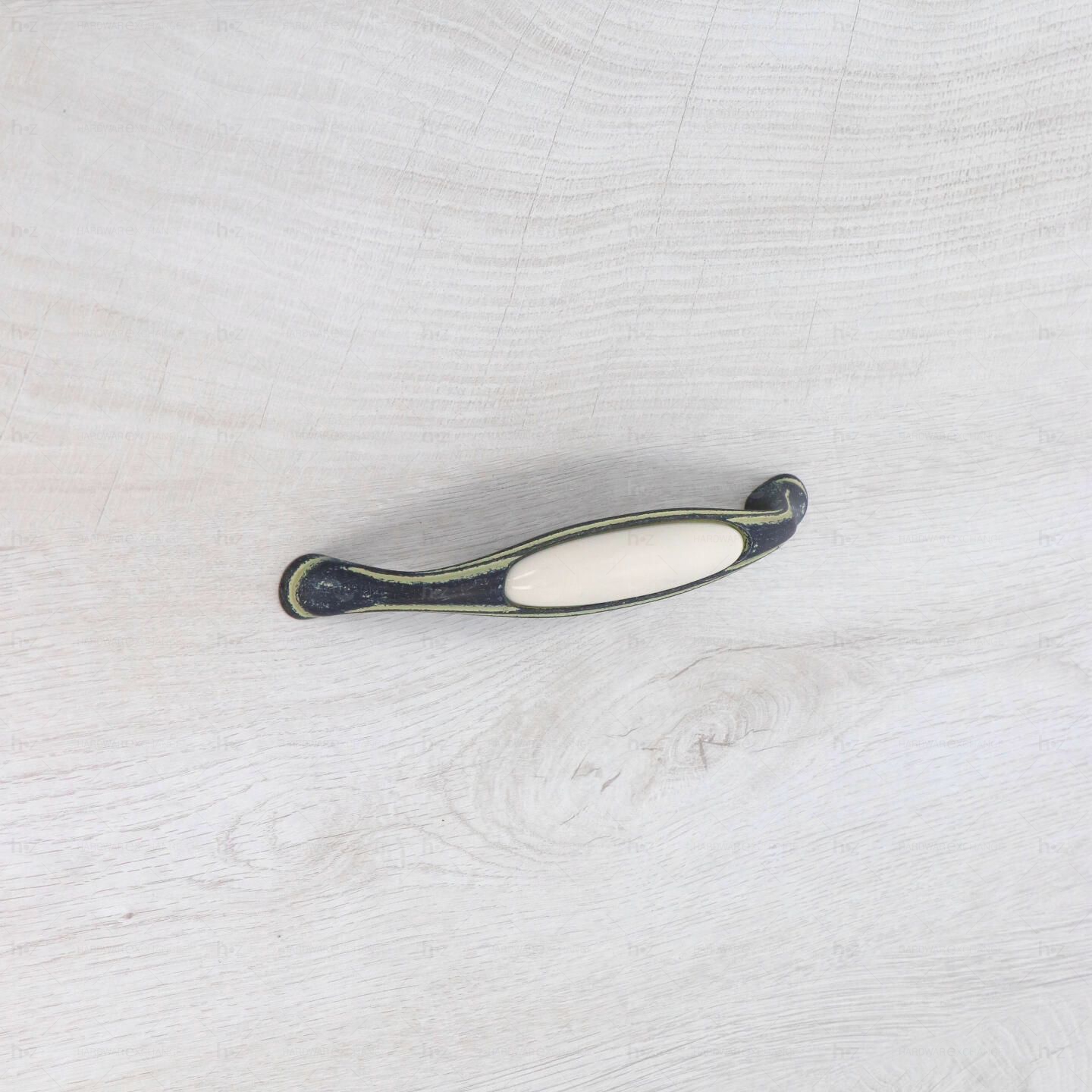 Poignée pour meubles en zamac et Porcelaine Entraxe 160mm Ivoire rustique - Anthracite, Zamak - imagine 4