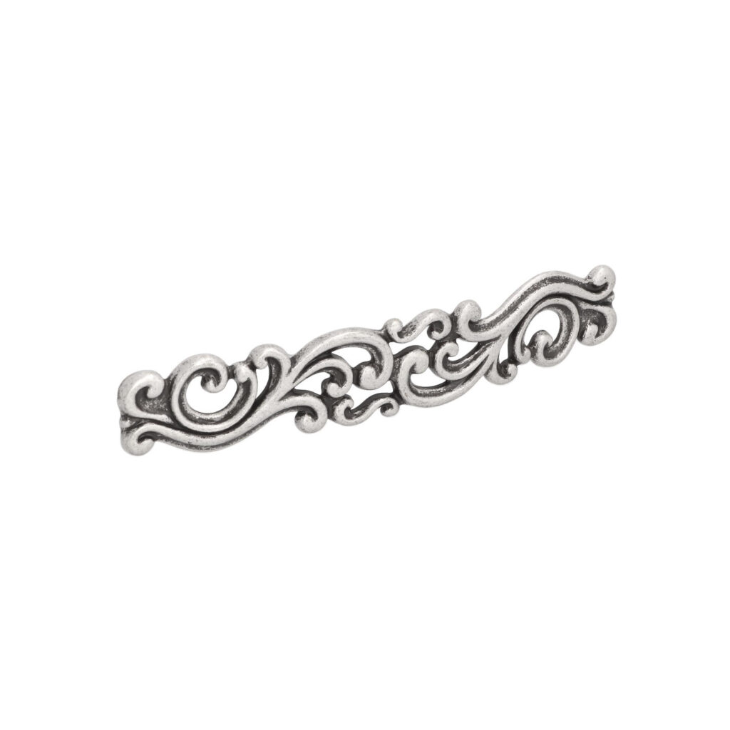 Poignée pour meubles en zamac Entraxe 128mm Vieil argent brillant Lot de 6 - Gris / argent, Zamak