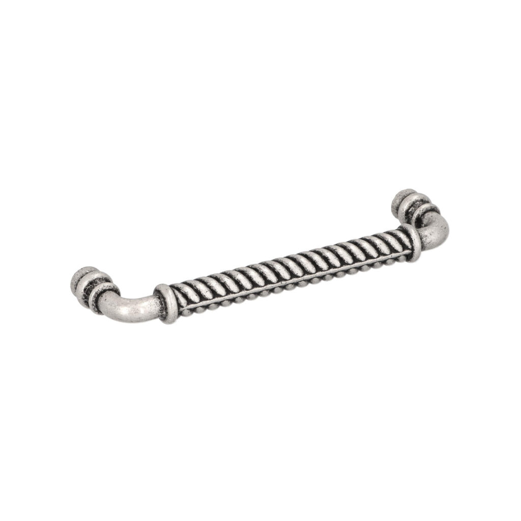 Poignée pour meubles en zamac Entraxe 128mm Vieil argent brillant - Gris / argent, Zamak