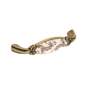 Poignée pour meubles en zamac et Porcelaine Entraxe 96mm Florence antique - Marron, Zamak