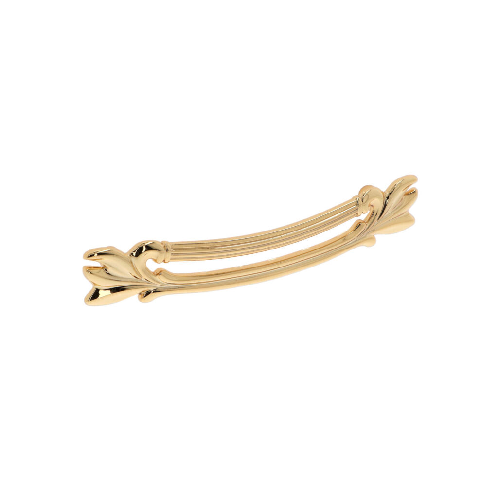 Poignée pour meubles en zamac Entraxe 128mm plaqué or Lot de 6 - Jaune / doré, Zamak