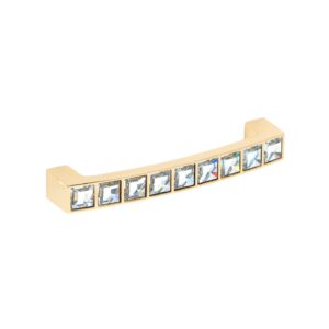 Poignée pour meubles en zamac et cristal Entraxe 96mm plaqué or Lot de 6 - Jaune / doré, Zamak