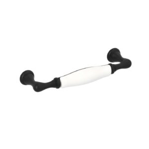 Poignée pour meubles en zamac et porcelaine Entraxe 96mm Vernis noir mat - Zamak