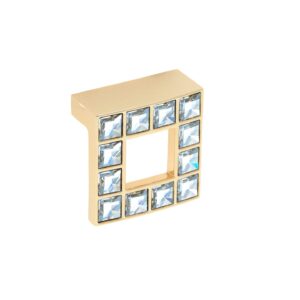 Bouton pour meubles en zamac et cristal Entraxe 32mm plaqué or - Jaune / doré, Zamak