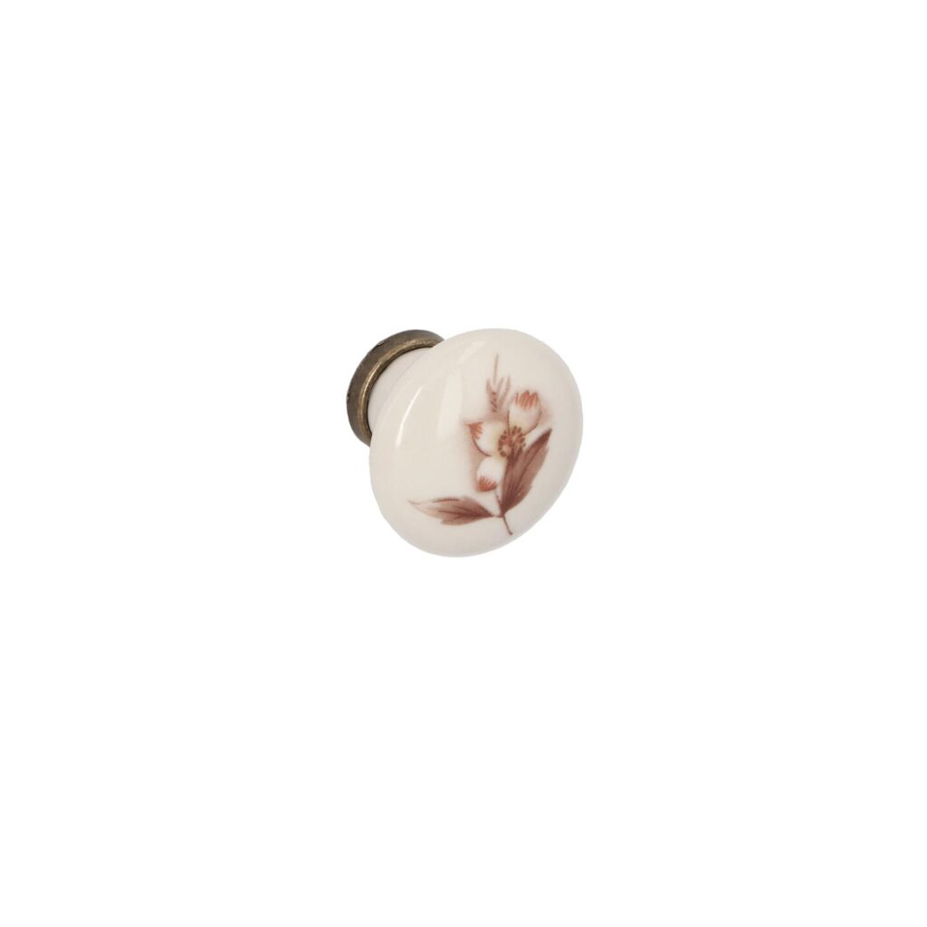 Bouton pour meubles en zamac et Porcelaine Diamètre 31mm Florence antique Lot de 25 - Marron, Zamak