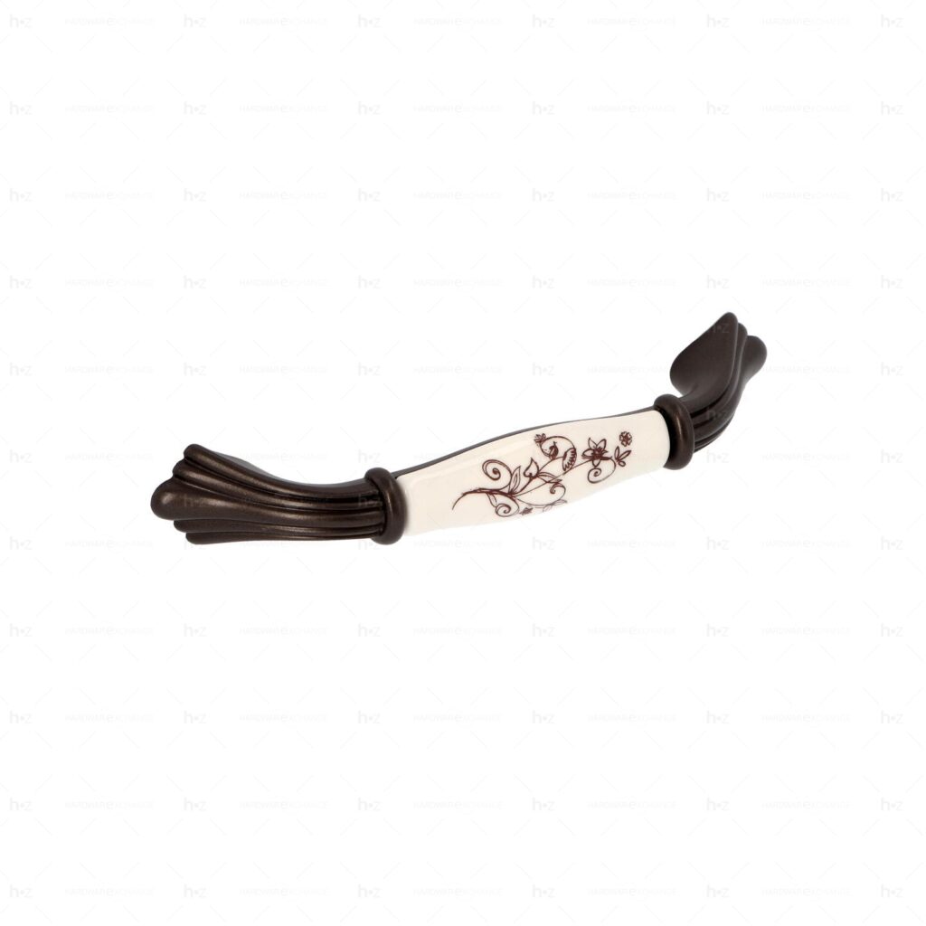 Poignée pour meubles en zamac et Porcelaine Entraxe 96mm Brun alu - Marron, Zamak