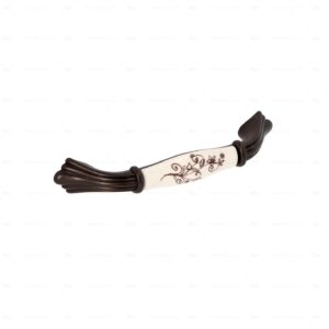Poignée pour meubles en zamac et Porcelaine Entraxe 96mm Brun alu – Marron, Zamak