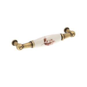 Poignée pour meubles en zamac et porcelaine Entraxe 96mm Florence antique - Marron, Zamak