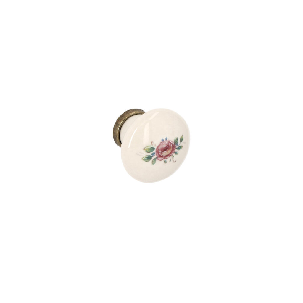 Bouton pour meubles en zamac et Porcelaine Diamètre 31mm Florence antique - Marron, Zamak
