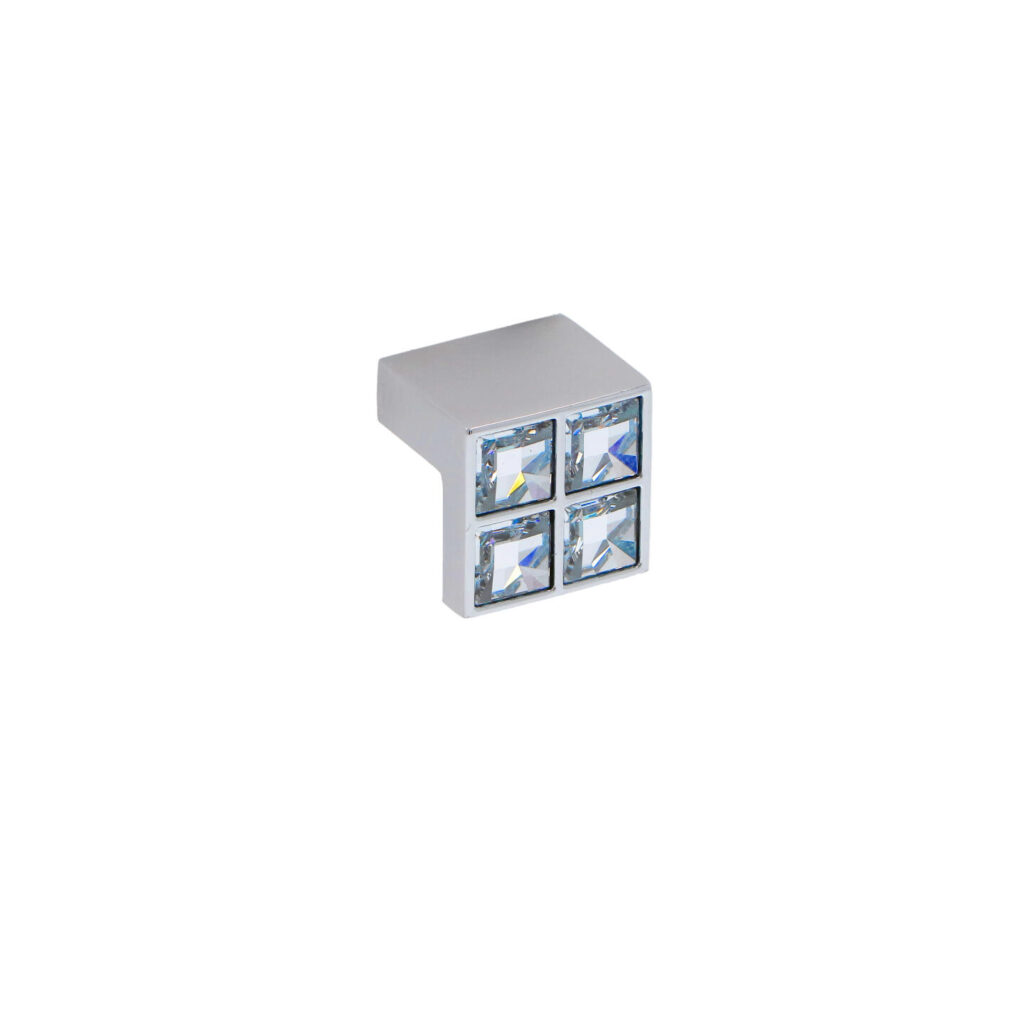Bouton pour meubles en zamac et cristal Entraxe 16mm chrome poli - Gris / argent, Zamak
