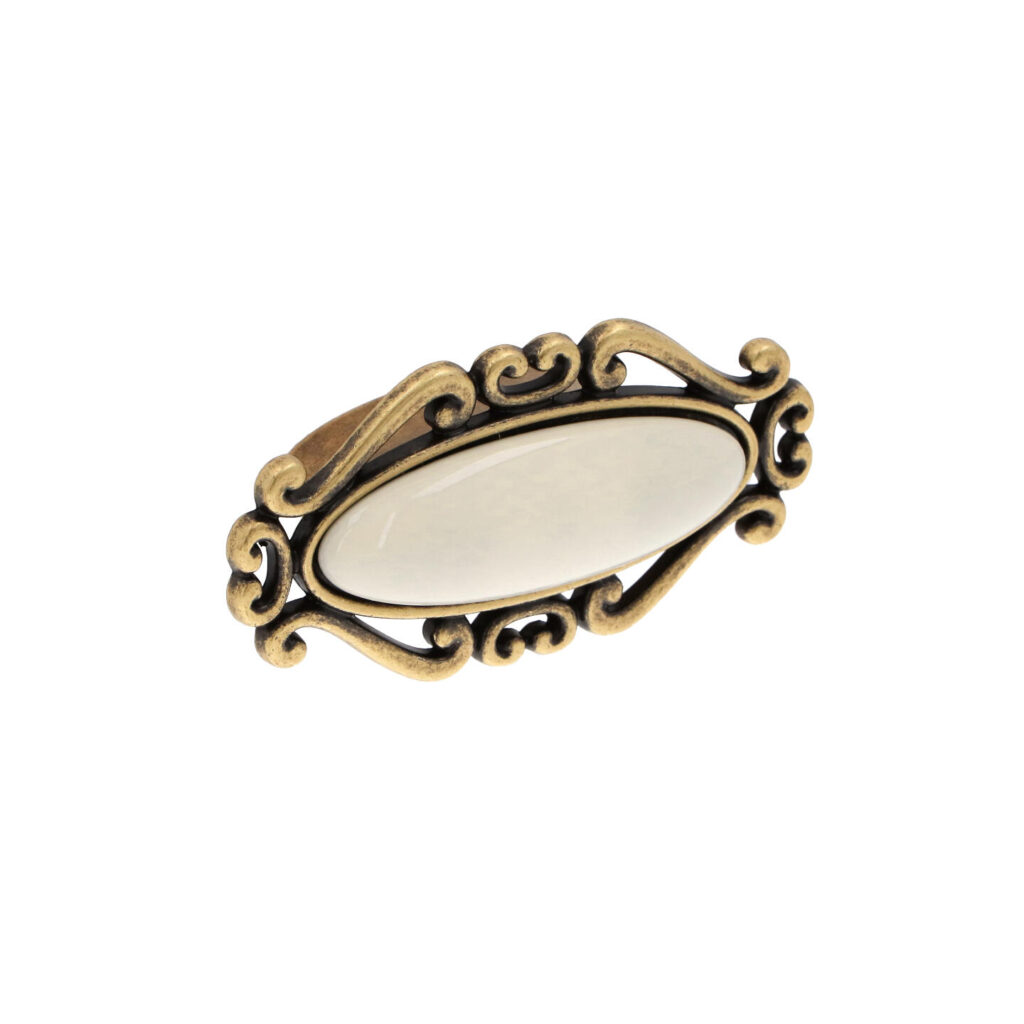 Bouton pour meubles en zamac et Porcelaine Entraxe 32mm Florence antique Lot de 25 - Marron, Zamak