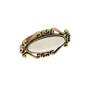 Bouton pour meubles en zamac et Porcelaine Entraxe 32mm Florence antique – Marron, Zamak
