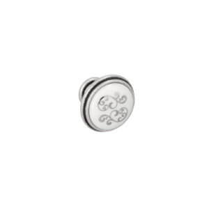 Bouton pour meubles en zamac et Porcelaine Diamètre 35mm Vieil argent brillant – Gris / argent, Zamak