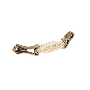Poignée pour meubles en zamac et Porcelaine Entraxe 96mm Florence antique - Marron, Zamak